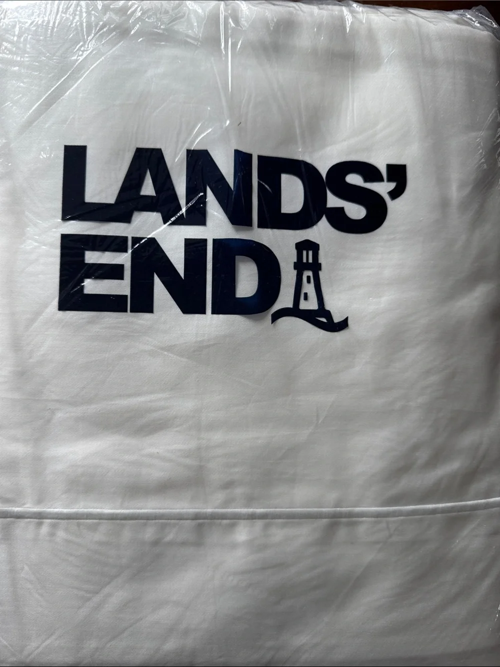 Lands' End 400 Thread Full size Count Ivory Solid Sheet Set